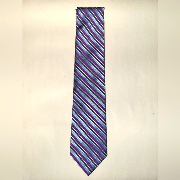 Brooks Brothers Purple Blue Black Striped Tie - Picture 1 of 6